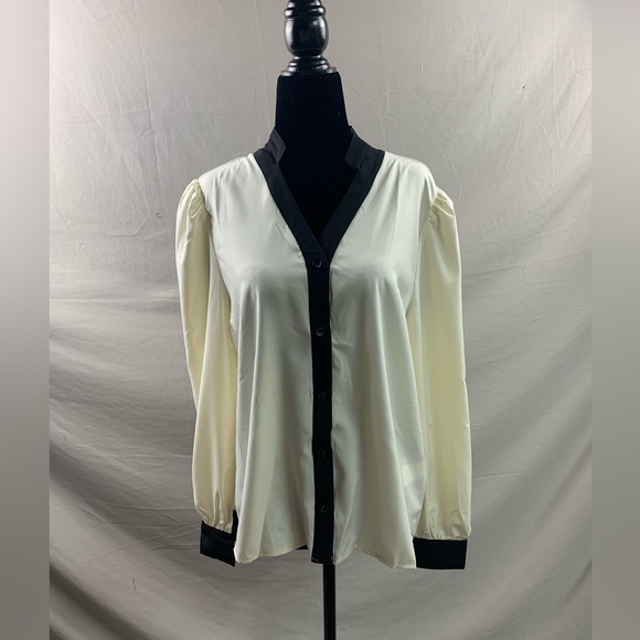 Two Tone Bishop Sleeve Blouse - Picture 6 of 9